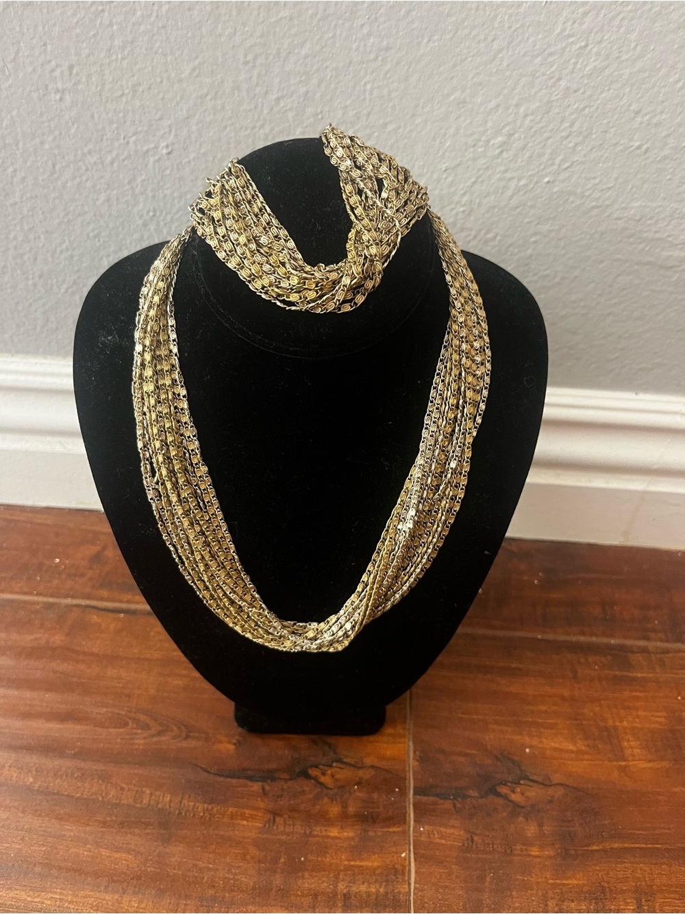 Gold Multi-Strand Statement Necklace - with matching bracelet and earrings
